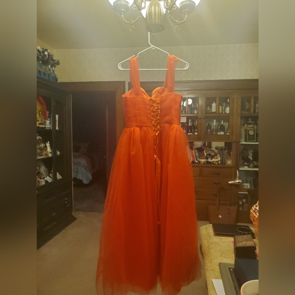 Orange prom dress. Halloween dress.